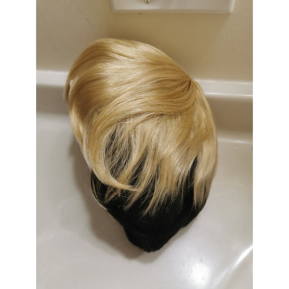 Short Ombre Blonde Black Human Hair Wig Pixie Cut Wigs Work Wig